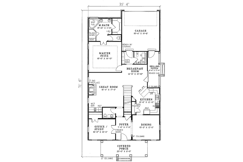 House Blueprint - Floor Plan - Main Floor for Traditional House Plan #17-2052 - 3 bed, 2.5 bath