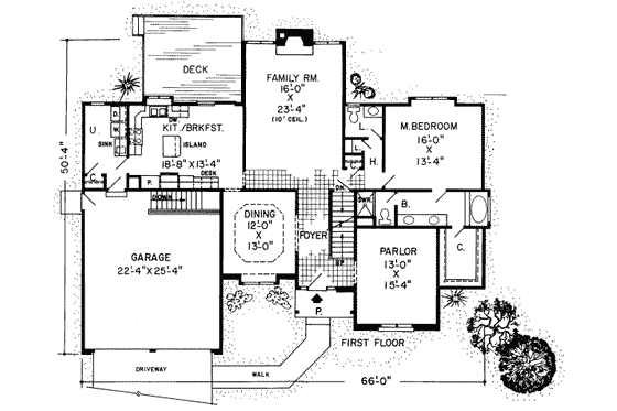Floor Plan - Main Floor for Modern House Plan #312-269 - 3 bed, 2.5 bath