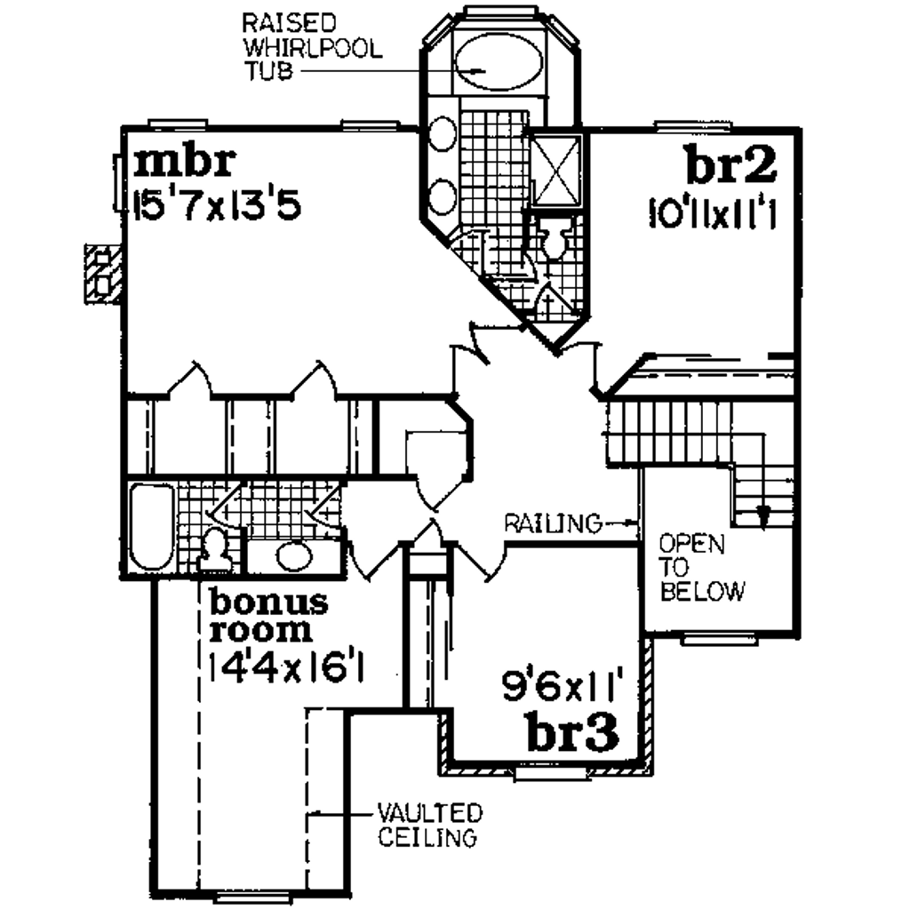 Floor Plan - Upper Floor for Traditional House Plan #47-613 - 3 bed, 2.5 bath
