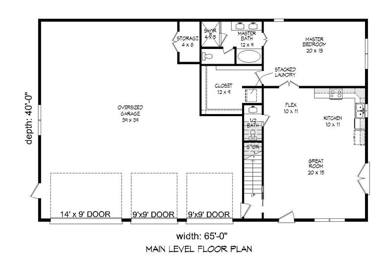 Home Plan - Floor Plan - Main Floor for Country House Plan #932-248 - 1 bed, 1.5 bath