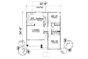 Floor Plan - Main Floor for Craftsman House Plan #50-124 - 4 bed, 2 bath