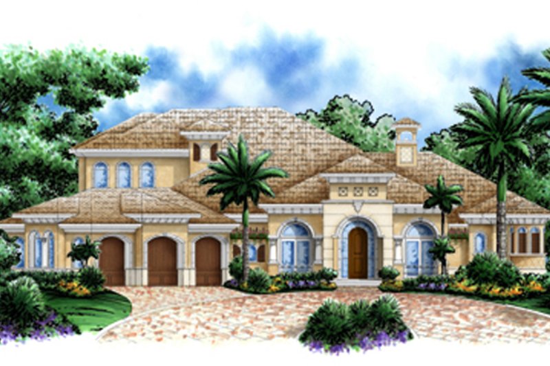 Mediterranean Style House Plan - 4 Beds 4.5 Baths 5049 Sq/Ft Plan #27-430