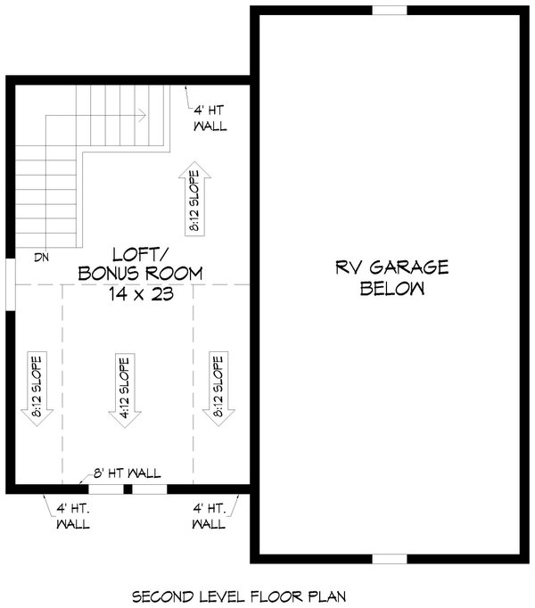 Southern Floor Plan - Upper Floor Plan #932-1203