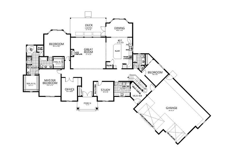 House Design - Floor Plan - Main Floor for Craftsman House Plan #112-219 - 5 bed, 3 bath