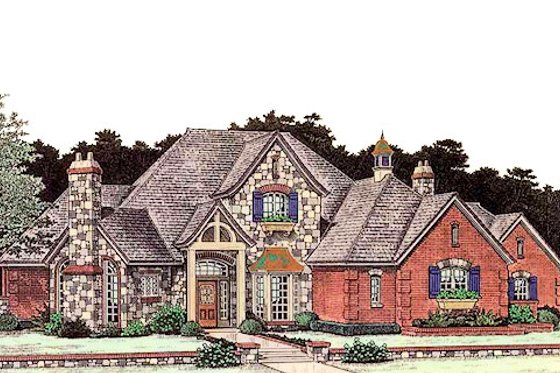 Exterior - Front Elevation for European House Plan #310-194 - 4 bed, 3.5 bath