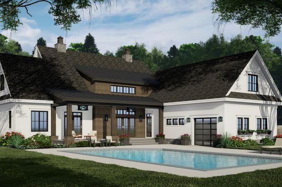 Exterior - Rear Elevation 2 for Farmhouse House Plan #51-1241 - 3 bed, 3.5 bath