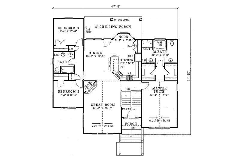 House Plan Design - Floor Plan - Main Floor for Traditional House Plan #17-302 - 3 bed, 2 bath