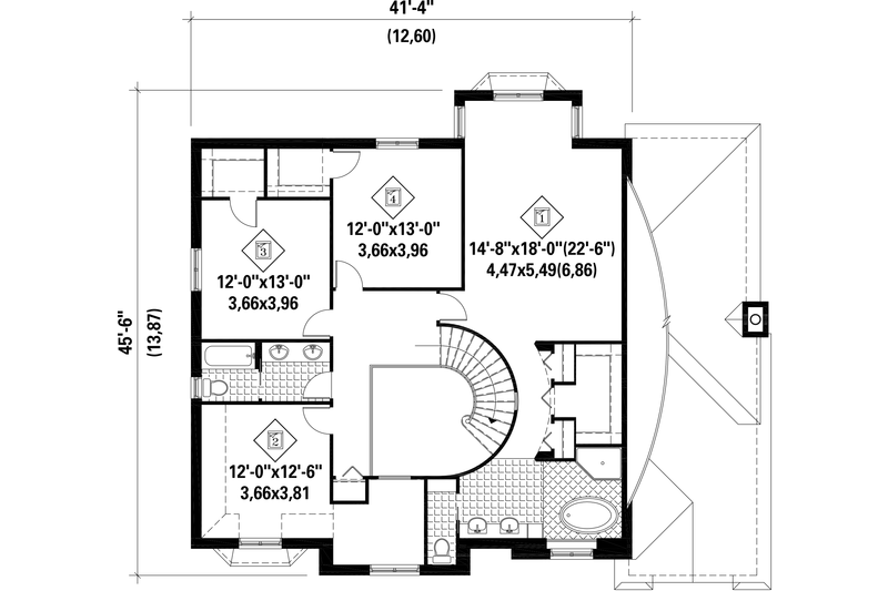 Dream House Plan - Floor Plan - Upper Floor for European House Plan #25-4861 - 4 bed, 2 bath