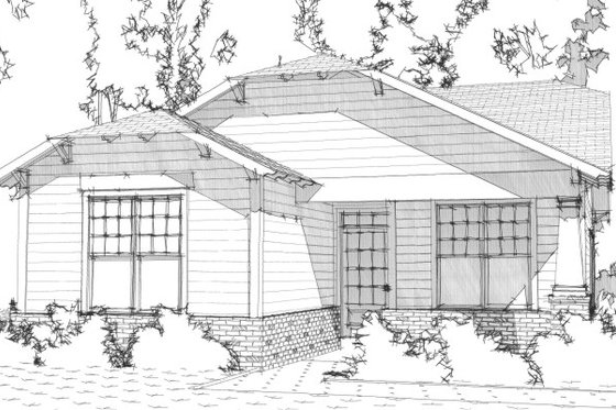 Exterior - Front Elevation for Bungalow House Plan #63-293 - 2 bed, 2 bath