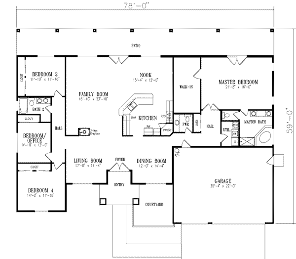 Dream House Plan - Adobe / Southwestern Floor Plan - Main Floor Plan #1-690