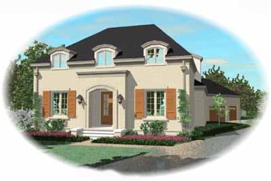 Exterior - Front Elevation for European House Plan #81-388 - 3 bed, 3 bath