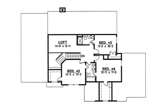 Floor Plan - Upper Floor for Traditional House Plan #67-847 - 4 bed, 3 bath