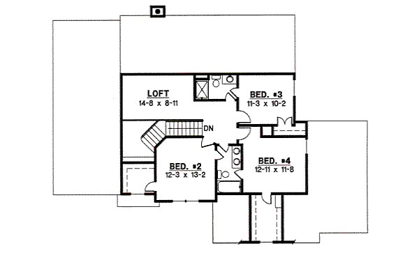 Traditional Floor Plan - Upper Floor Plan #67-847