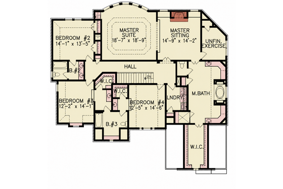 Floor Plan - Upper Floor for Traditional House Plan #54-704 - 5 bed, 4 bath