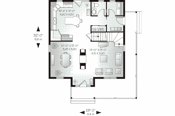 Floor Plan - Main Floor for Country House Plan #23-475 - 3 bed, 1.5 bath