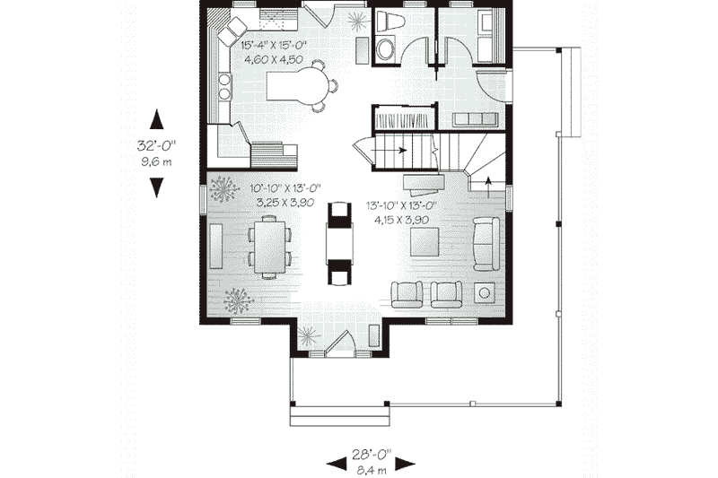 Home Plan - Floor Plan - Main Floor for Country House Plan #23-475 - 3 bed, 1.5 bath