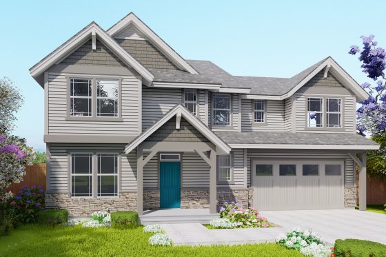 Exterior - Front Elevation for Craftsman House Plan #53-484 - 3 bed, 2.5 bath