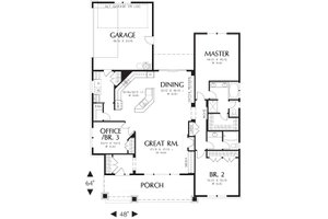 Main level floor plan - 1900 square foot Craftsman Home