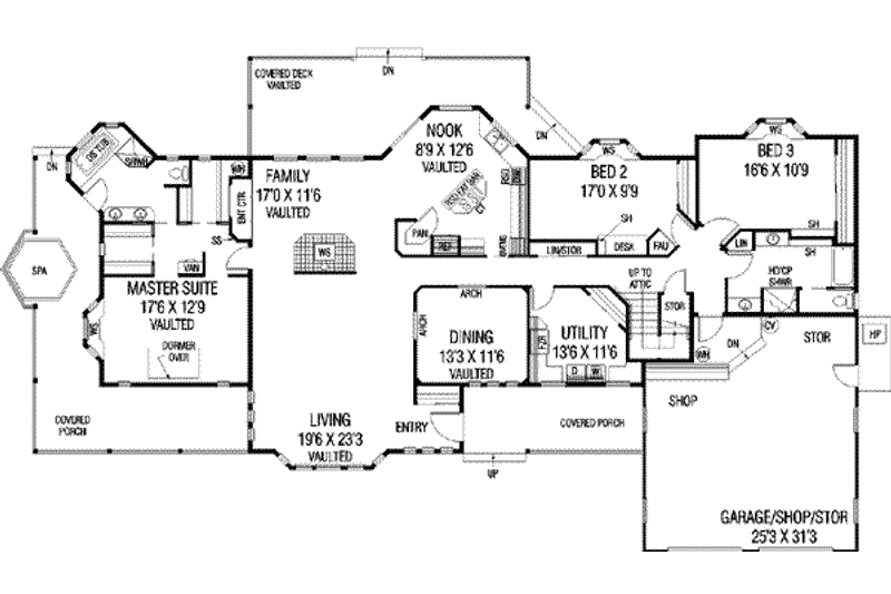 Dream House Plan - Floor Plan - Main Floor for Traditional House Plan #60-565 - 3 bed, 2 bath