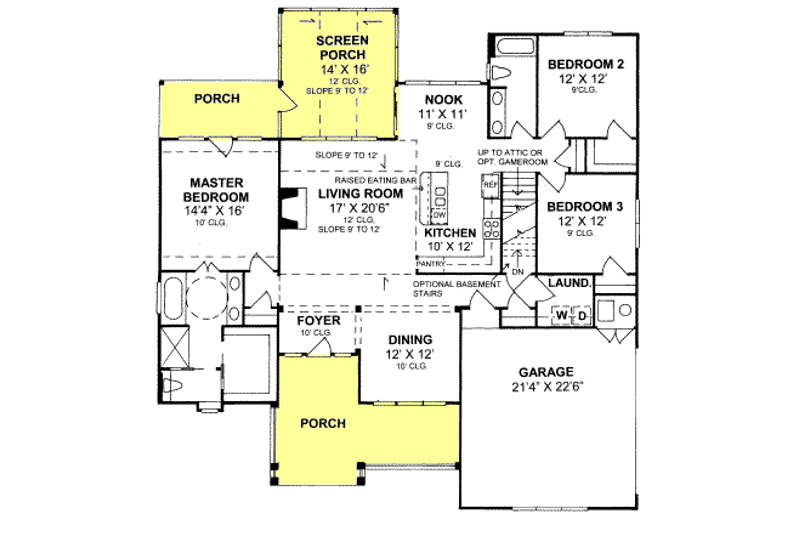 Home Plan - Floor Plan - Main Floor for Farmhouse House Plan #20-2035 - 3 bed, 2 bath