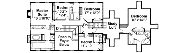 House Blueprint - Traditional Floor Plan - Upper Floor Plan #124-463
