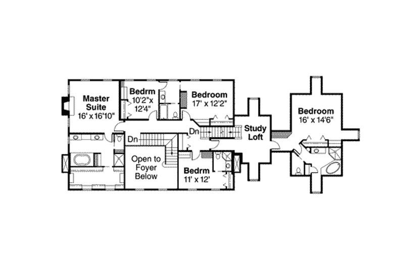 Home Plan - Floor Plan - Upper Floor for Traditional House Plan #124-463 - 6 bed, 6.5 bath