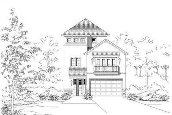 Exterior - Front Elevation for European House Plan #411-649 - 3 bed, 4.5 bath
