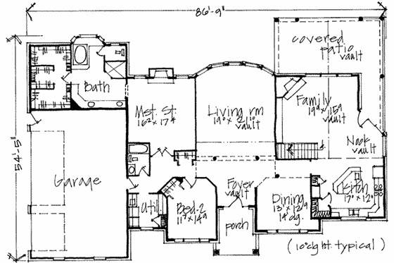 Floor Plan - Main Floor for Southern House Plan #308-168 - 4 bed, 3 bath