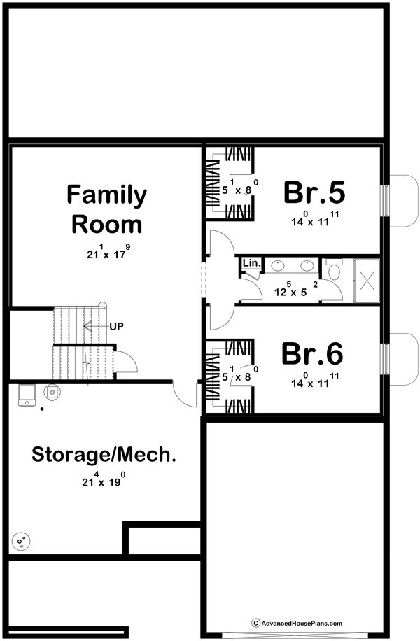 Home Plan - Floor Plan - Lower Floor for Modern House Plan #455-821 - 4 bed, 4 bath