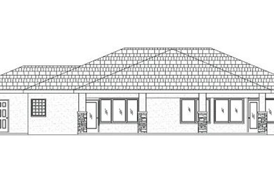 Exterior - Rear Elevation for Adobe / Southwestern House Plan #24-248 - 4 bed, 2 bath