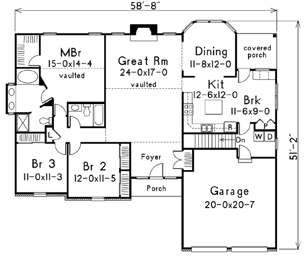 Home Plan - Traditional Floor Plan - Main Floor Plan #57-104