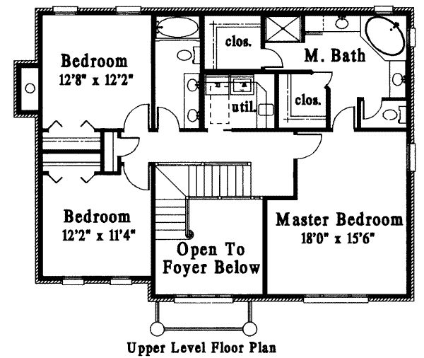 Southern Floor Plan - Upper Floor Plan #306-120