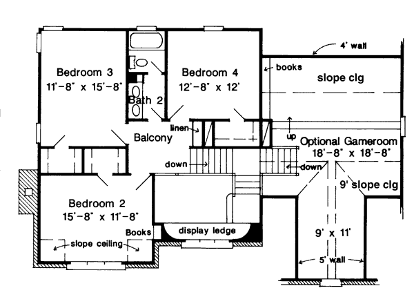 European Floor Plan - Upper Floor Plan #410-232