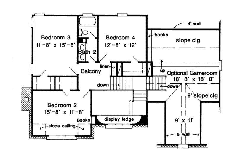 Home Plan - Floor Plan - Upper Floor for European House Plan #410-232 - 4 bed, 2.5 bath