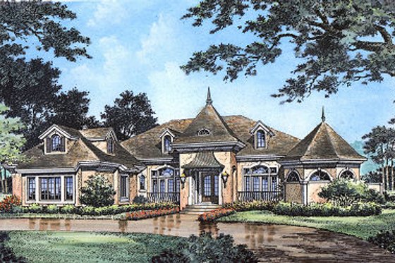 Exterior - Front Elevation for European House Plan #417-381 - 4 bed, 4 bath