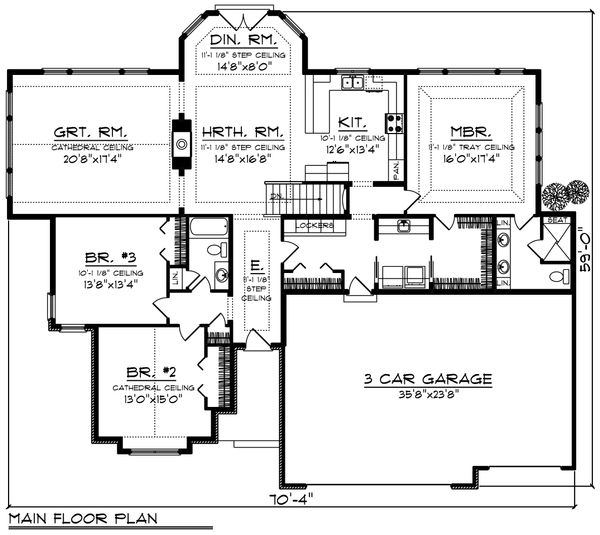 Dream House Plan - Ranch Floor Plan - Main Floor Plan #70-1217