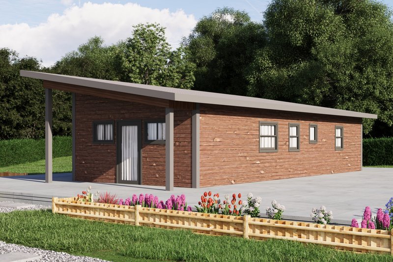 House Plan Design - Exterior - Front Elevation 3 for Modern House Plan #1106-75 - 2 bed, 2 bath