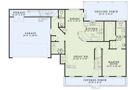 Floor Plan - Main Floor for Country House Plan #17-626 - 3 bed, 2.5 bath