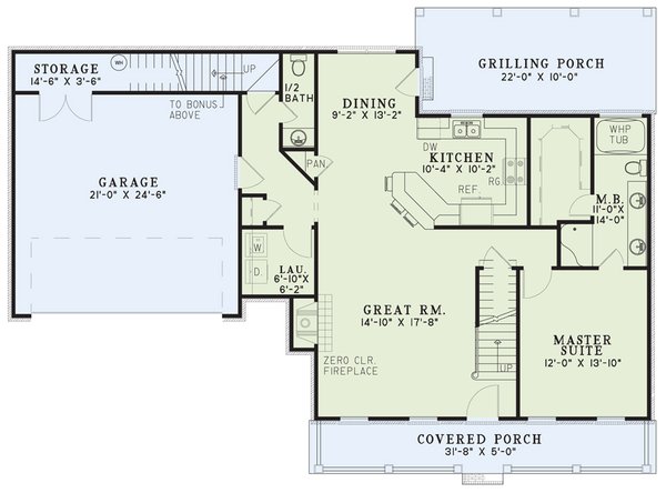 Home Plan - Country Floor Plan - Main Floor Plan #17-626