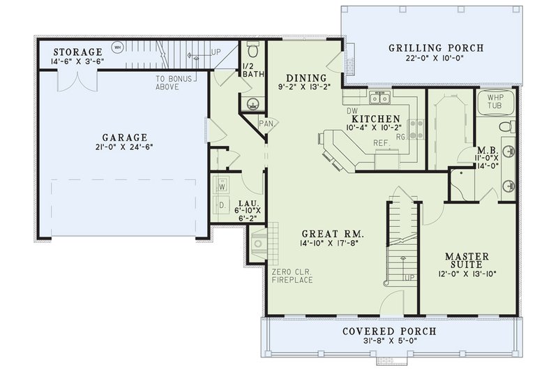 Home Plan - Floor Plan - Main Floor for Country House Plan #17-626 - 3 bed, 2.5 bath