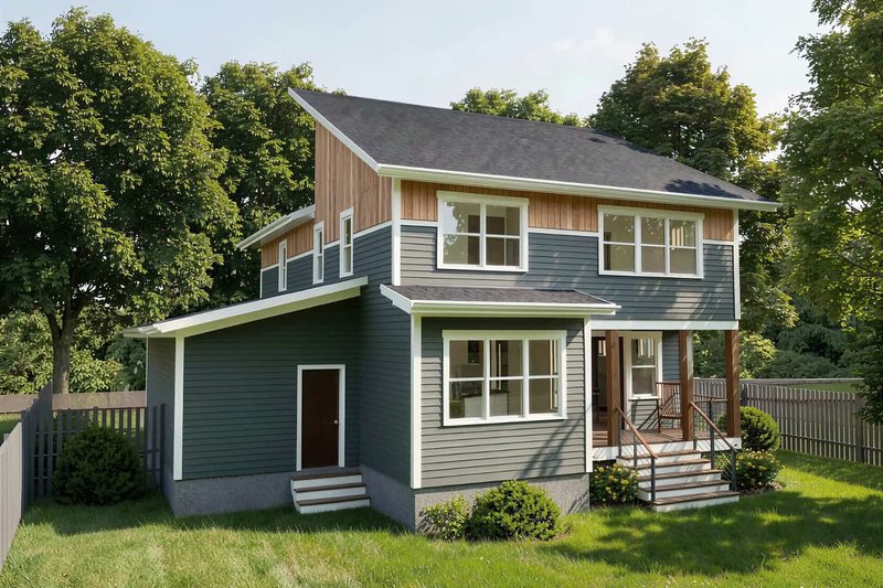 House Blueprint - Exterior - Rear Elevation for Modern House Plan #79-378 - 3 bed, 2.5 bath