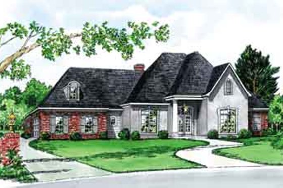 Exterior - Front Elevation for European House Plan #16-264 - 3 bed, 2 bath