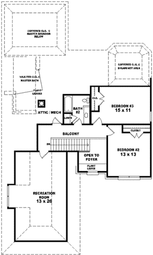 Floor Plan - Upper Floor for European House Plan #81-936 - 3 bed, 2.5 bath