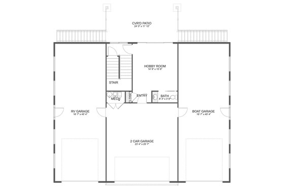 Floor Plan - Main Floor for Barndominium House Plan #1060-395 - 2 bed, 1.5 bath
