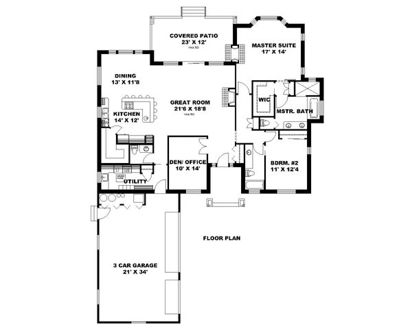 Architectural House Design - Ranch Floor Plan - Main Floor Plan #117-876