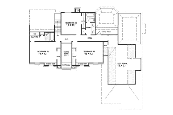 Floor Plan - Upper Floor for European House Plan #81-319 - 4 bed, 3.5 bath