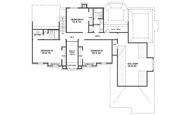 Floor Plan - Upper Floor for European House Plan #81-319 - 4 bed, 3.5 bath
