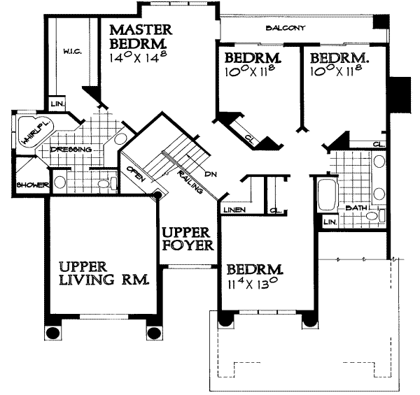 House Blueprint - Traditional Floor Plan - Upper Floor Plan #72-459