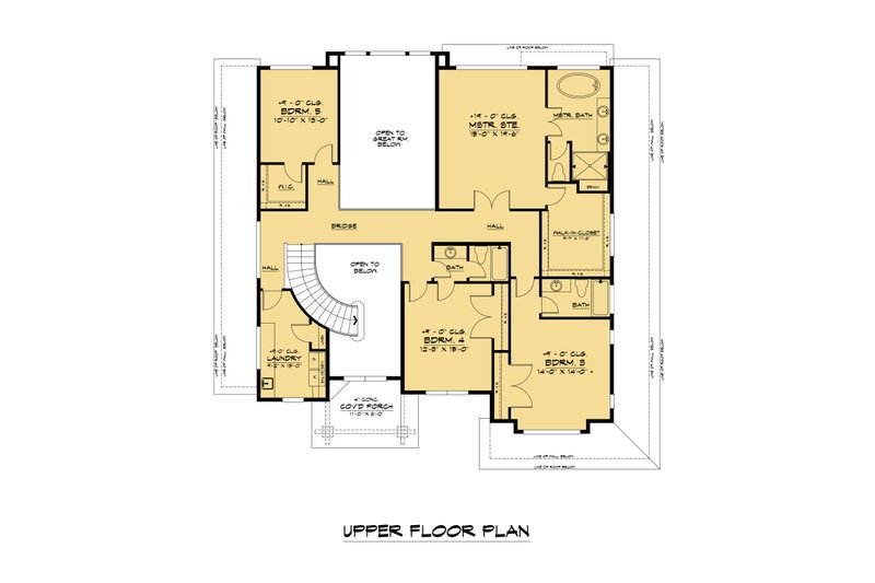 Home Plan - Floor Plan - Upper Floor for Contemporary House Plan #1066-198 - 5 bed, 4.5 bath