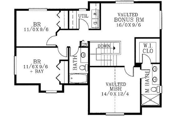 Floor Plan - Upper Floor for Traditional House Plan #53-348 - 3 bed, 2.5 bath